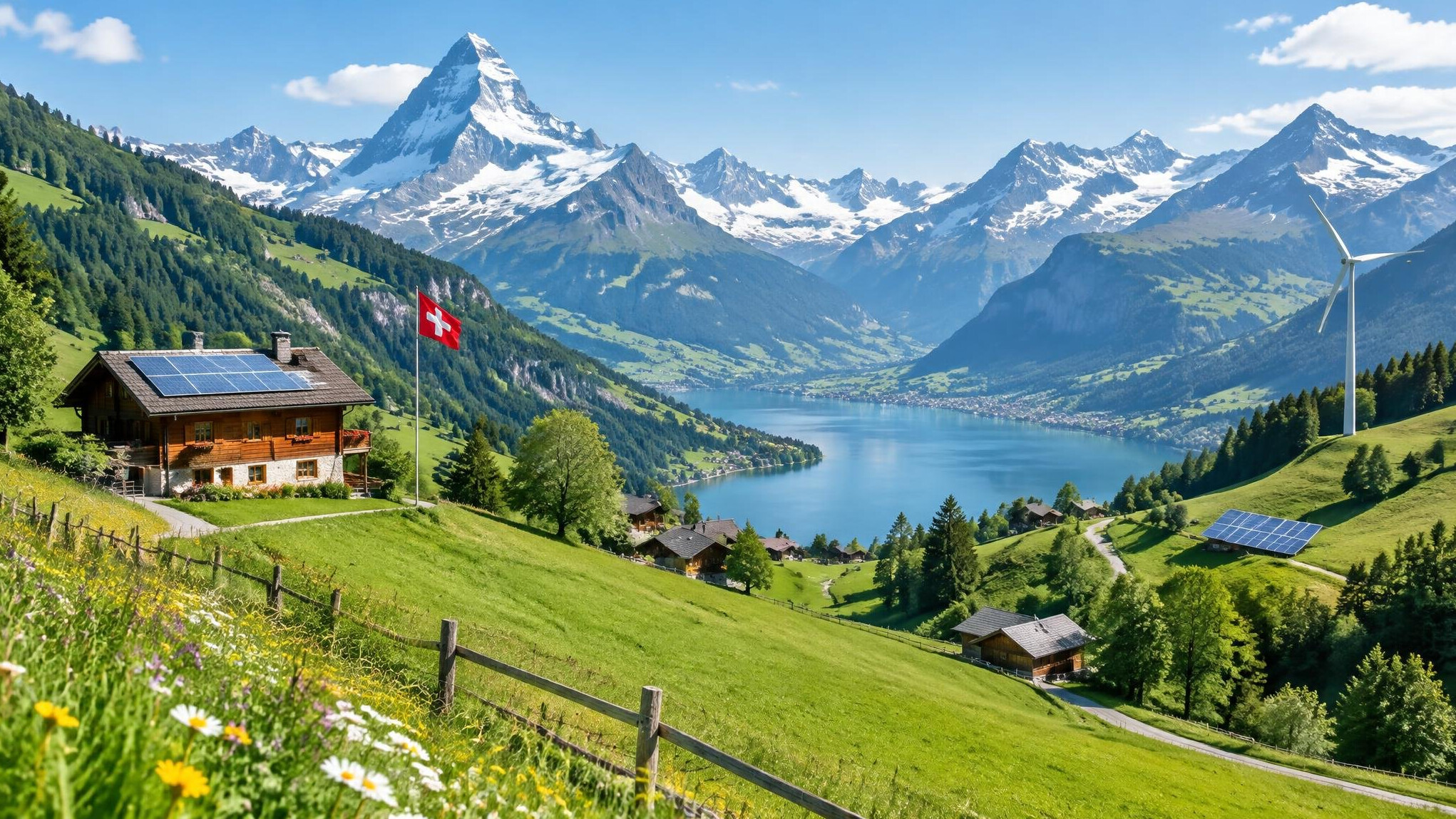 swiss mountains green landscape